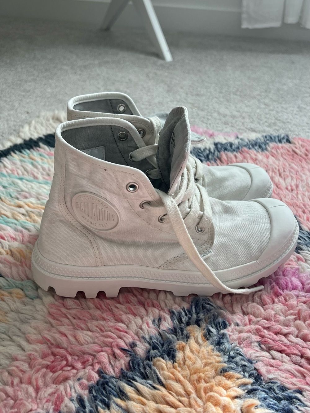 Palladium High-Top Canvas Boots in Off-White